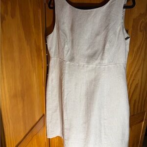 Talbots Sand-Colored 100% Irish Linen Pleated Back Sheath 14P